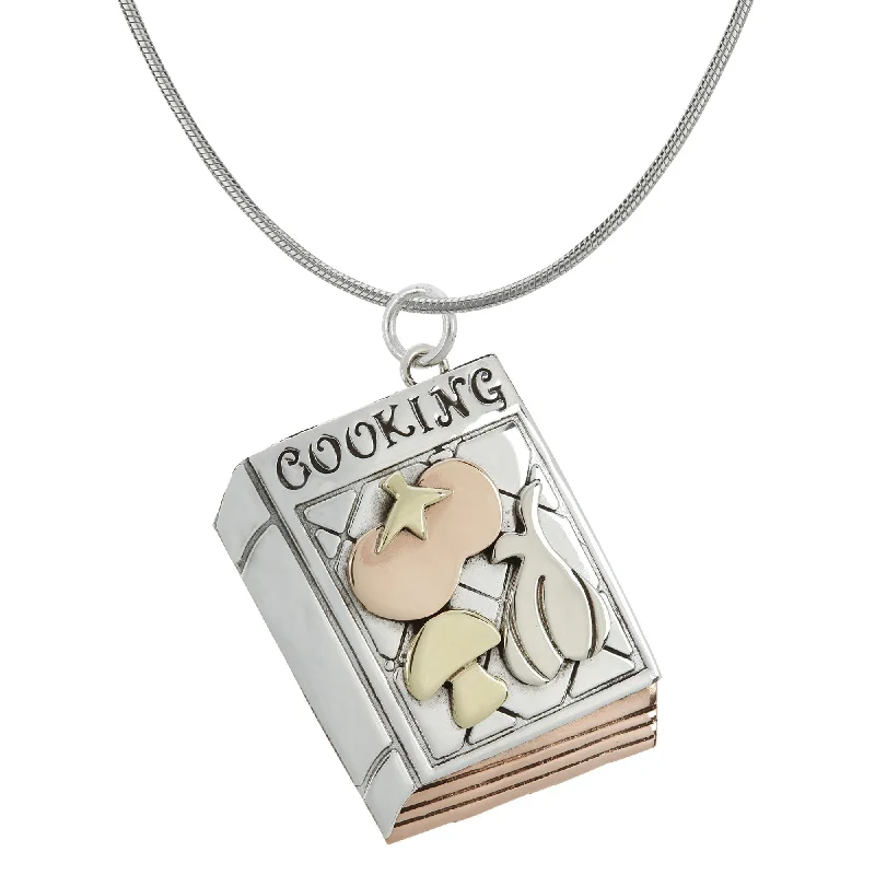 Women's statement necklaces-Cookbook Sterling Necklace