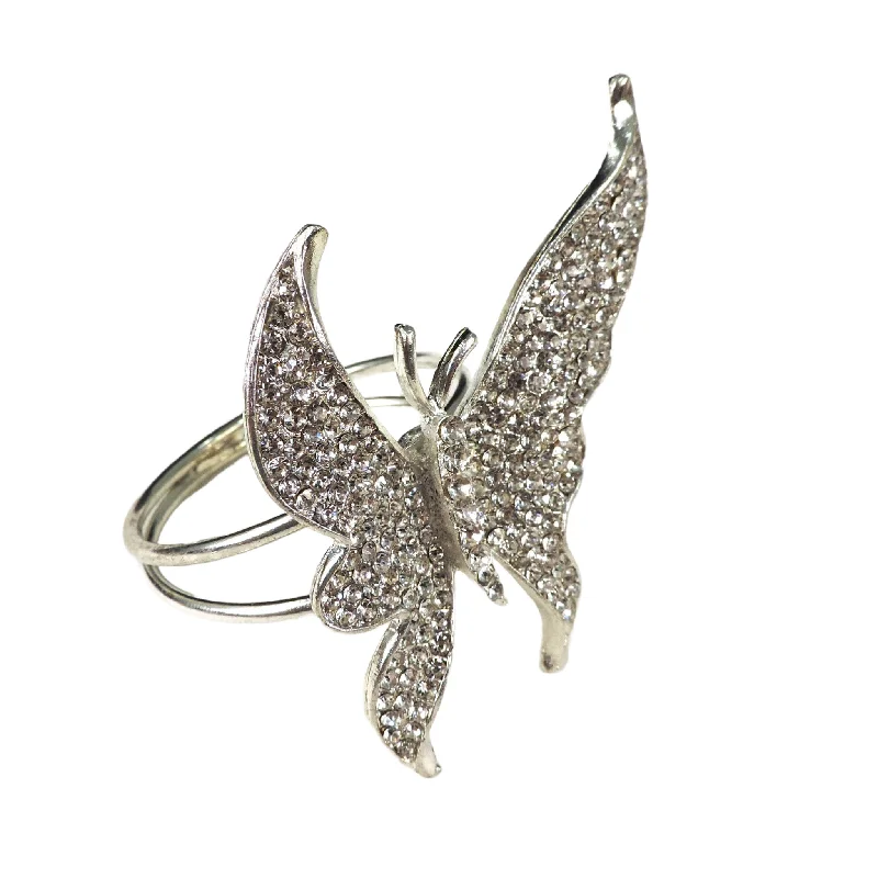 Women's gold rings-Jeweled Butterfly Napkin Ring in Silver, Set of 4