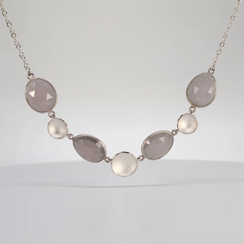 Women's bohemian necklaces-NEW! Stepping Stone Necklace with Lavender Blue Quartz in Sterling Silver by Sarah Richardson