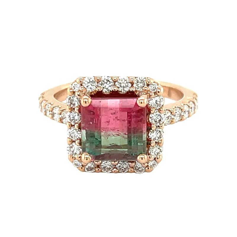 Women's cocktail rings-Watermelon Tourmaline Ring