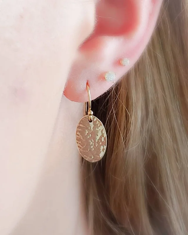 Women's drop earrings-Gold Oval Disk Earrings