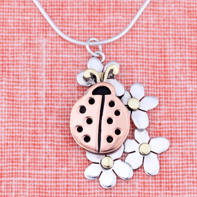 Women's Buddha necklaces-Lucky Ladybug Sterling Necklace