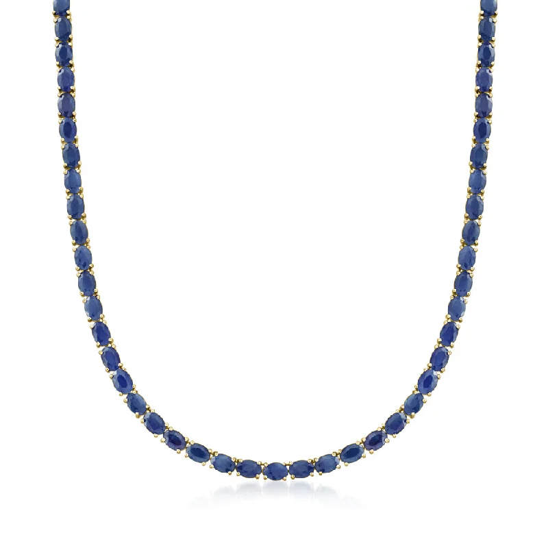 Women's evil eye necklaces-Ross-Simons Sapphire Necklace in 18kt Gold Over Sterling