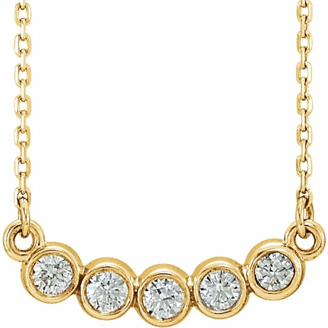 Women's layered necklaces-14K Yellow Gold 1/3 CTW Natural Diamond 5 Stone Bezel Pendant with 16-18" Necklace