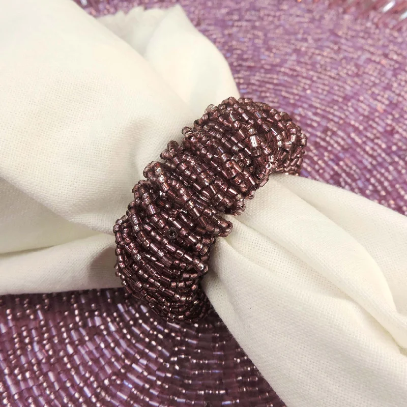 Women's spiritual rings-Bling-Bling Napkin Ring in Purple, Set of 4