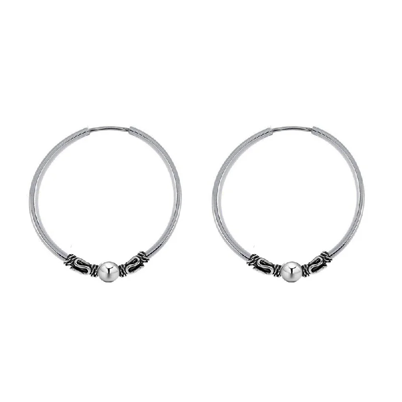 Women's stainless steel earrings-Sterling Silver Balinese Endless Hoops