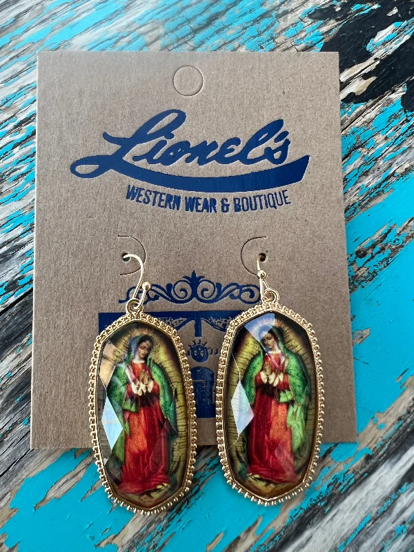 Women's fashion rings-Virgen De Guadalupe Kendra Look Earring