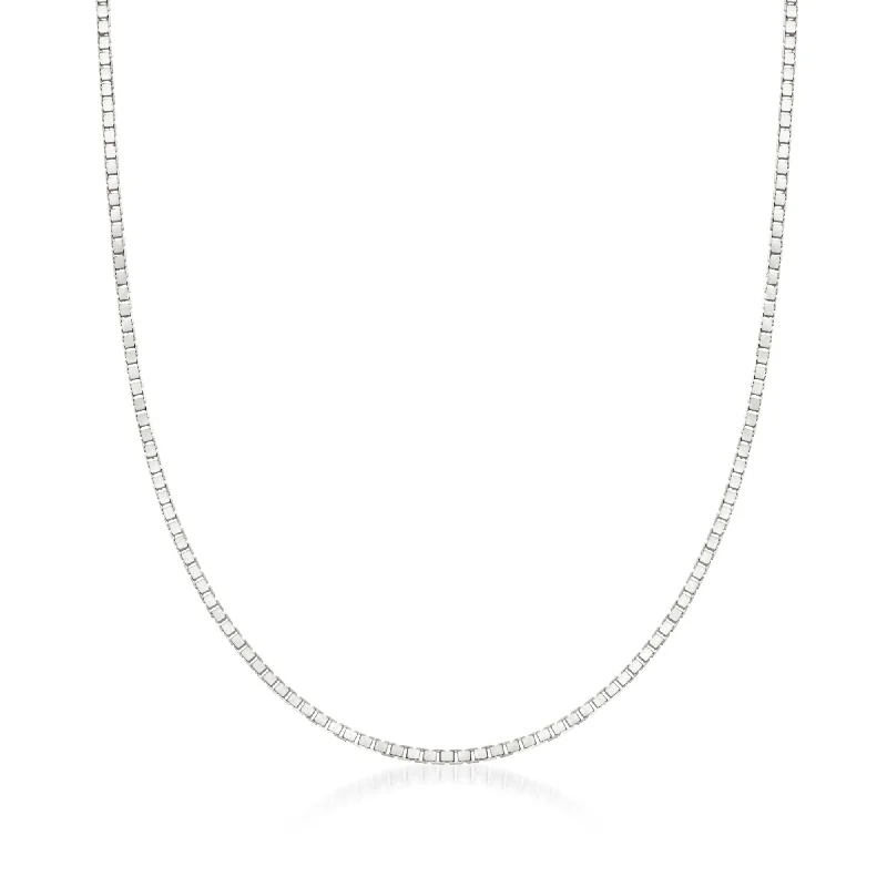 Women's Christmas necklaces-Ross-Simons 0.8mm 14kt White Gold Box Chain Necklace