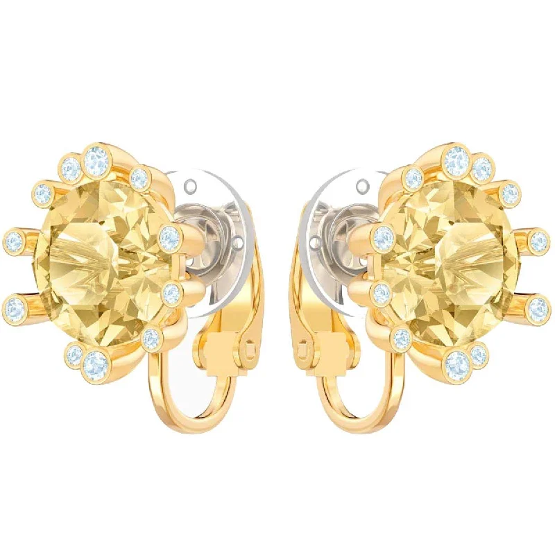 Women's sapphire earrings-Swarovski Women's Clip Earrings - Olive Gold Tone Plated Brown Crystal | 5485463