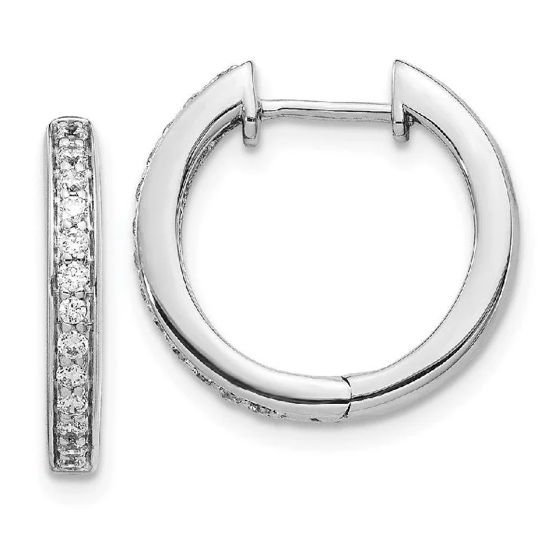 Women's friendship earrings-14k White Gold Diamond Complete Hinged Hoop Earrings