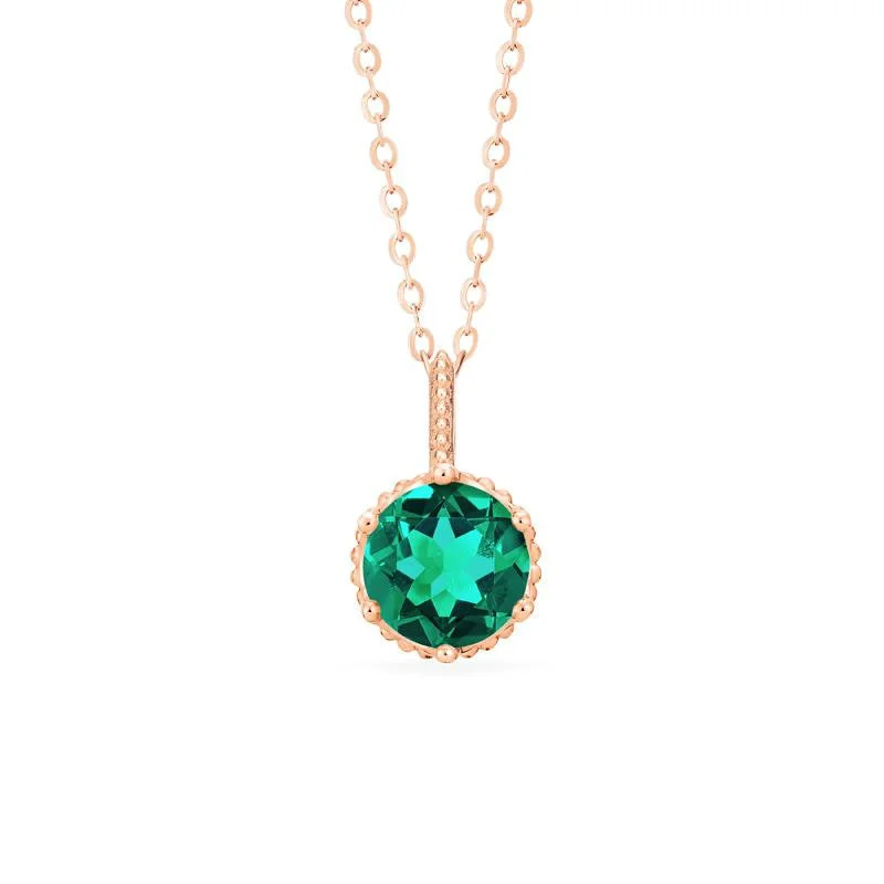 Women's silver-plated necklaces-[Evelyn] Vintage Classic Crown Necklace in Lab Emerald