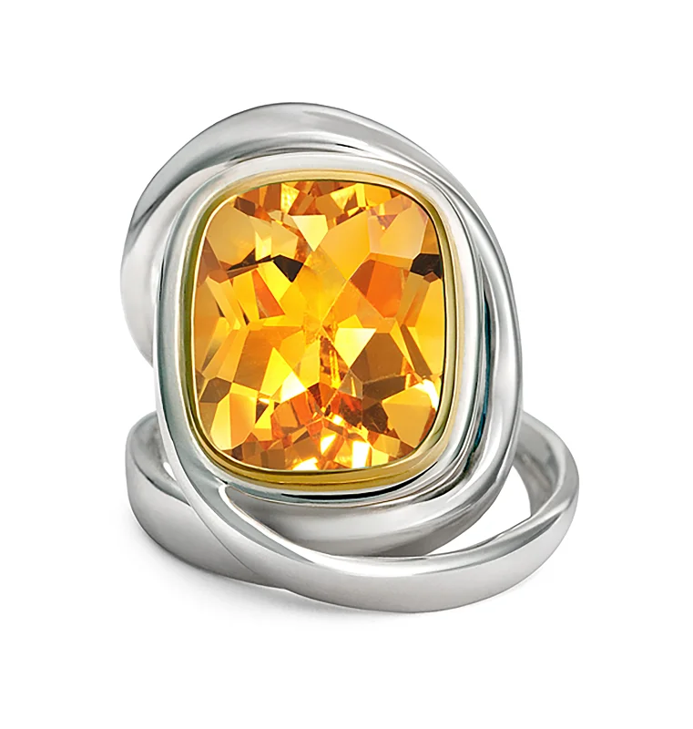 Women's mother-daughter rings-Twizzle Citrine and Sterling Silver Wrap Ring