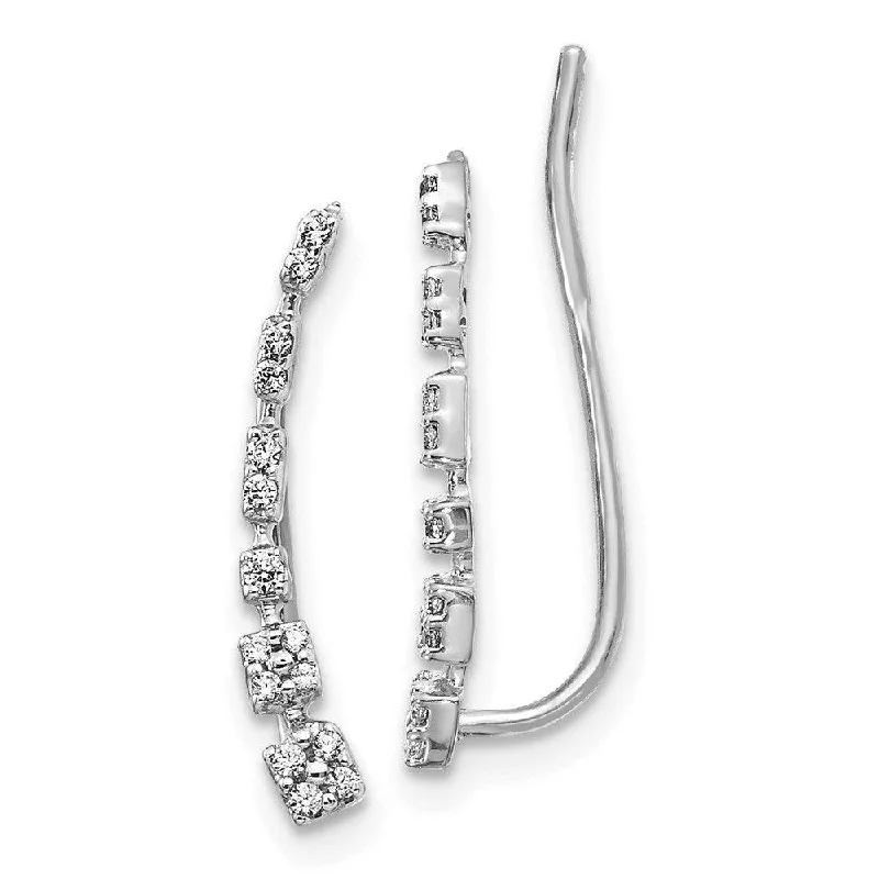 Women's silver earrings-14k White Gold Diamond Earrings