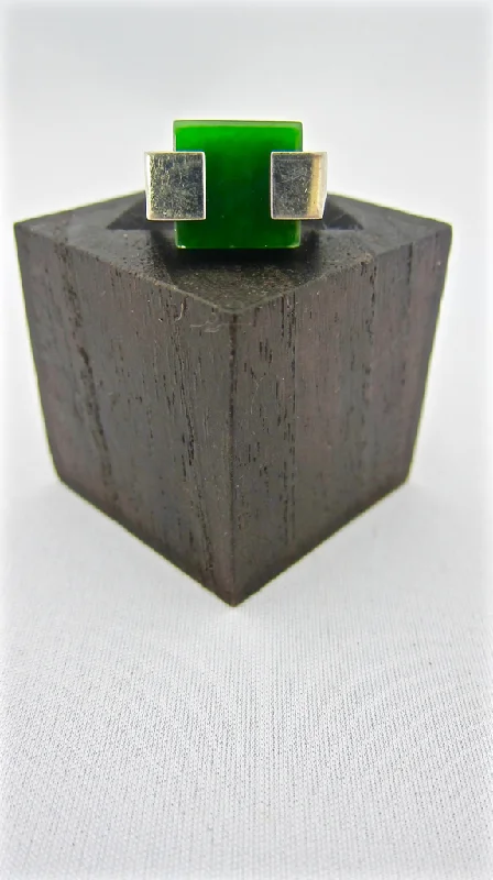 Women's adjustable rings-Jade Square Ring