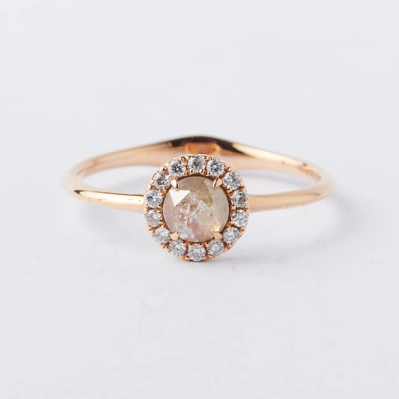 Women's unique rings-Rose Cut Diamond Halo Ring