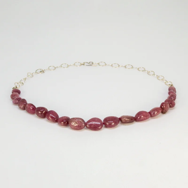 Women's Valentine's Day necklaces-NEW! Pink Sapphire Beaded Necklace by Rina Young