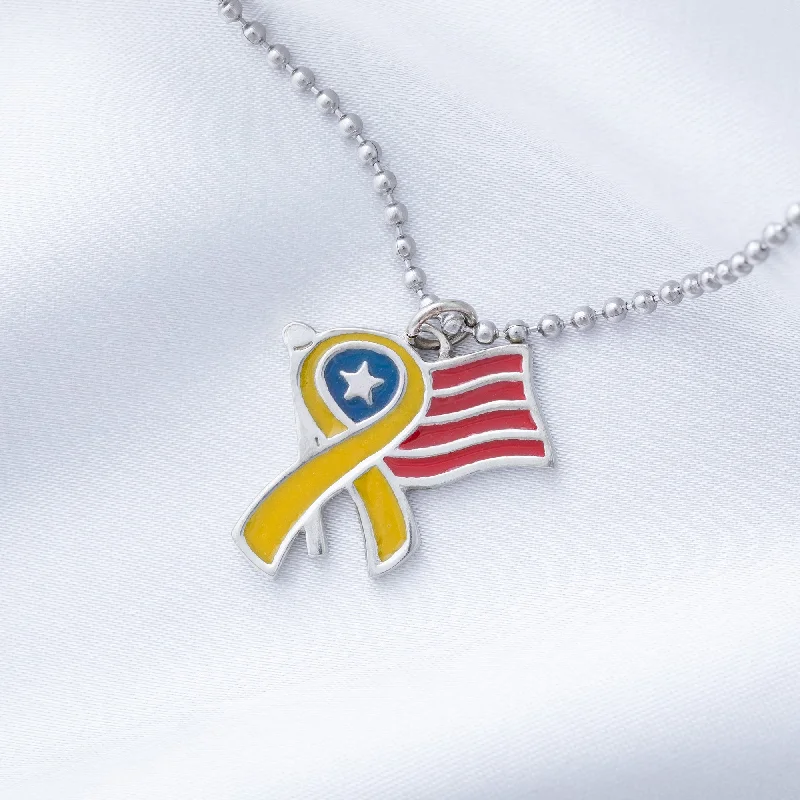 Women's luxury brand necklaces-Supporting Our Troops Yellow Ribbon Necklace