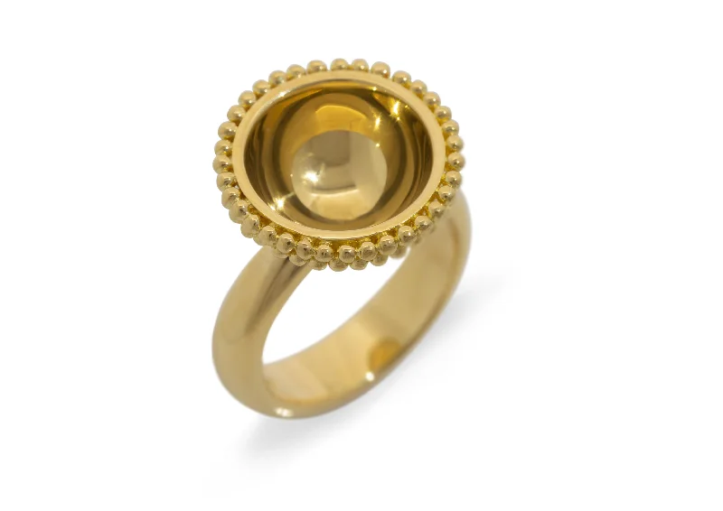 Women's symbolic rings-The Helios Granulation Ring, Yellow Gold