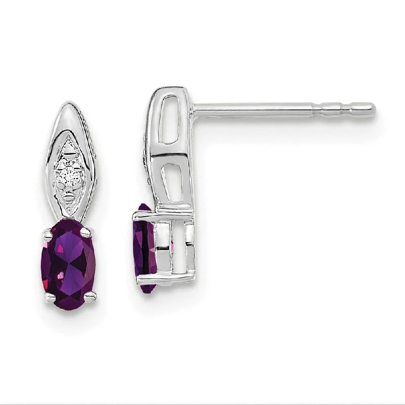 Women's celestial earrings-14k White Gold Amethyst Diamond Earring