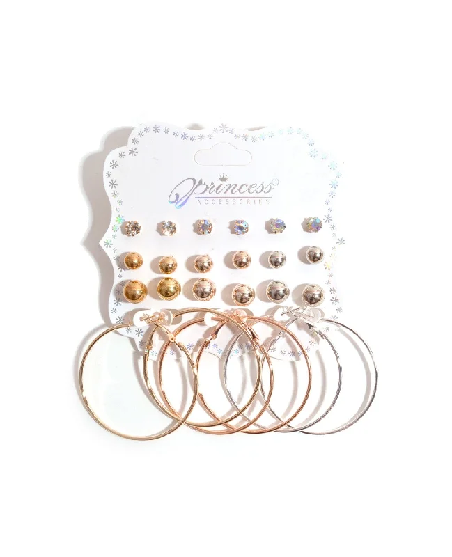 Women's party rings-Girl Hoop Earring Set