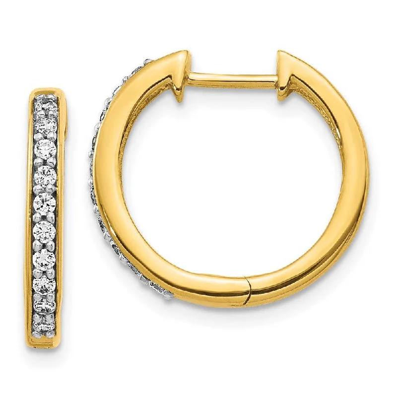 Women's luxury gift earrings-14k Yellow Gold Diamond Hoop Earrings