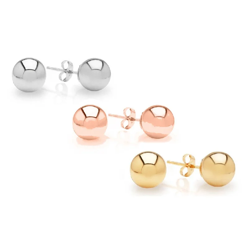 Women's sapphire earrings-Set of 3 Sterling Silver Ball Stud Earrings