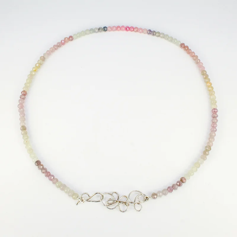 Women's stainless steel necklaces-NEW! Faceted, Multicolor Sapphire Beaded Necklace by Rina Young