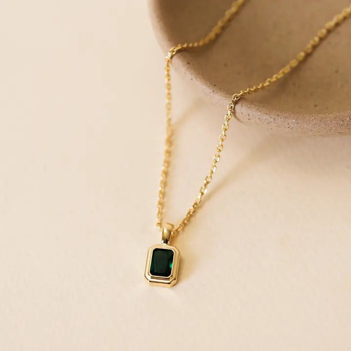 Women's modern design necklaces-Emerald Baguette Pendant Necklace