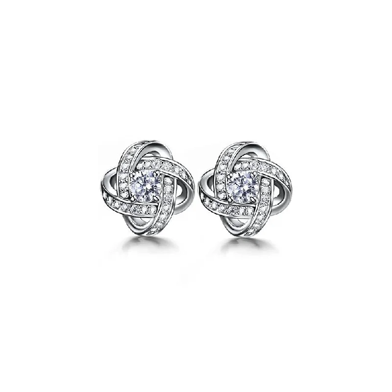 Women's religious earrings-Love Knot Crystal Stud Earrings Made With Swarovski Elements