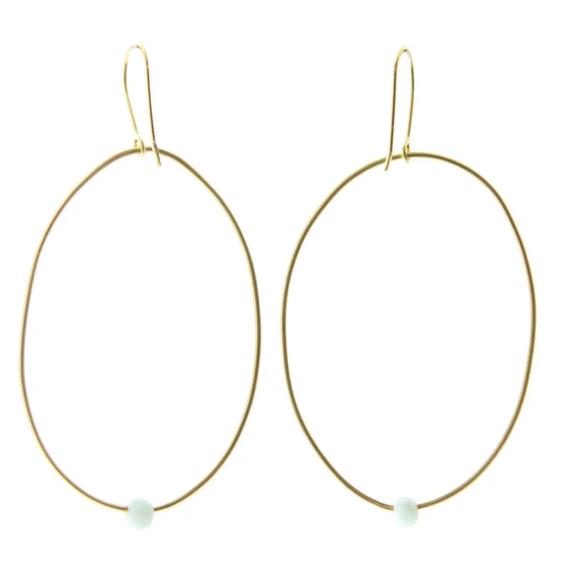 Women's alloy rings-Lombok Organic Oval Earring - Aqua