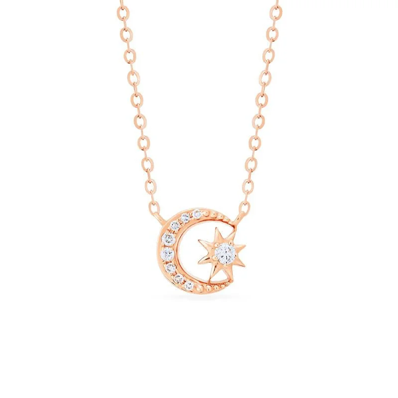 Women's beaded necklaces-[Divina] Diamond Moon and Star Necklace