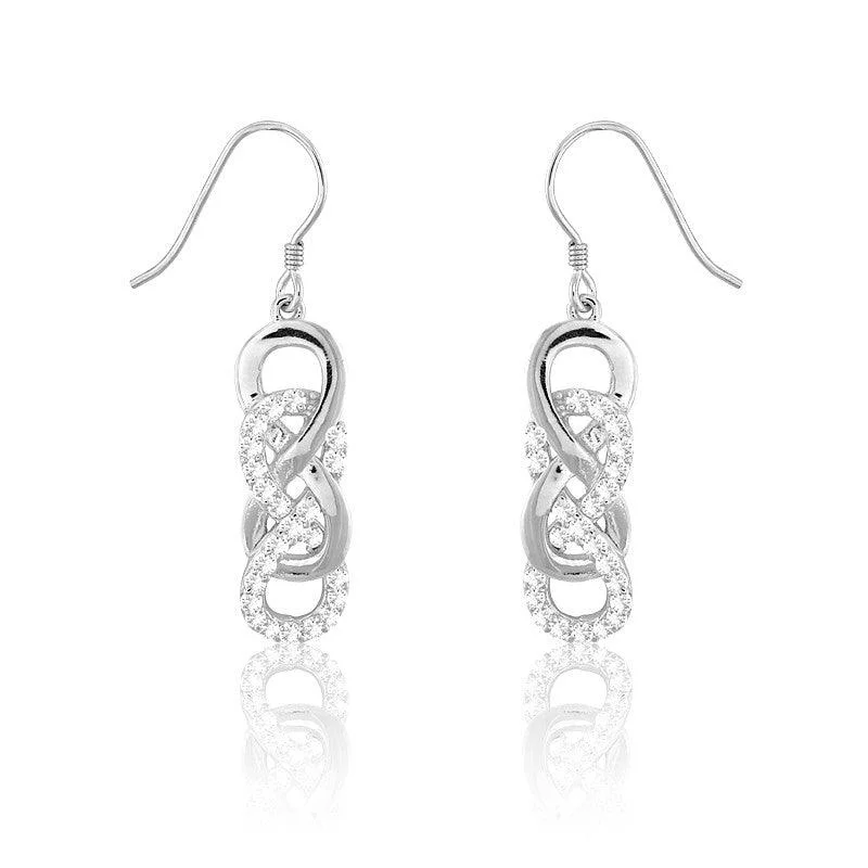 Women's exclusive earrings-Sterling Silver Interlocking Infinity Earrings