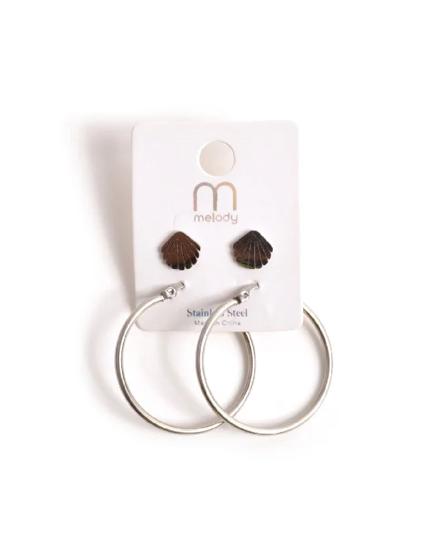 Women's leather rings-Seashell Earring Set