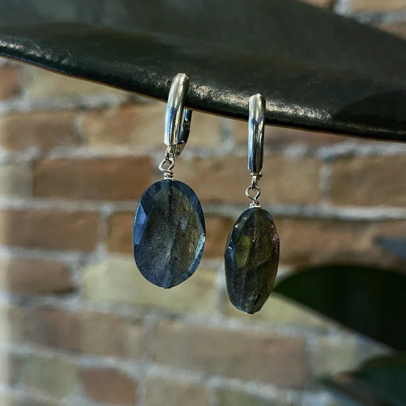 Women's sustainable rings-Plumb Silver Original Labradorite Dangle Earring