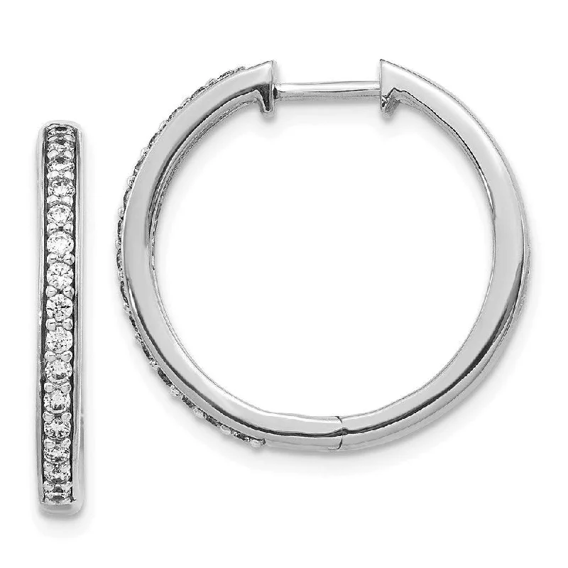 Women's sustainable earrings-14k White Gold Diamond Hoop Earrings