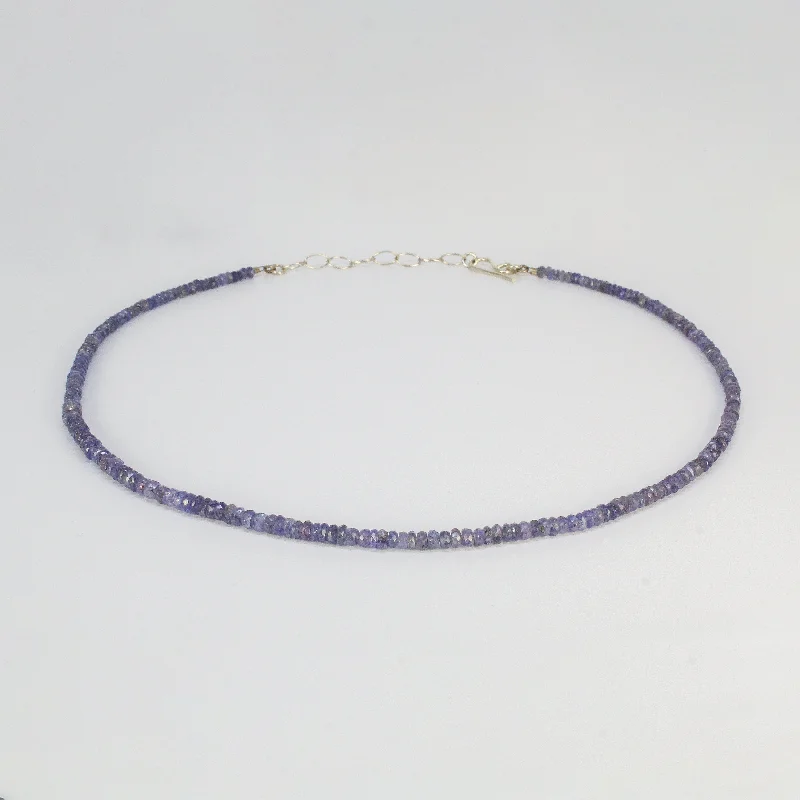 Women's wedding necklaces-Faceted Tanzanite Beaded Necklace by Rina Young