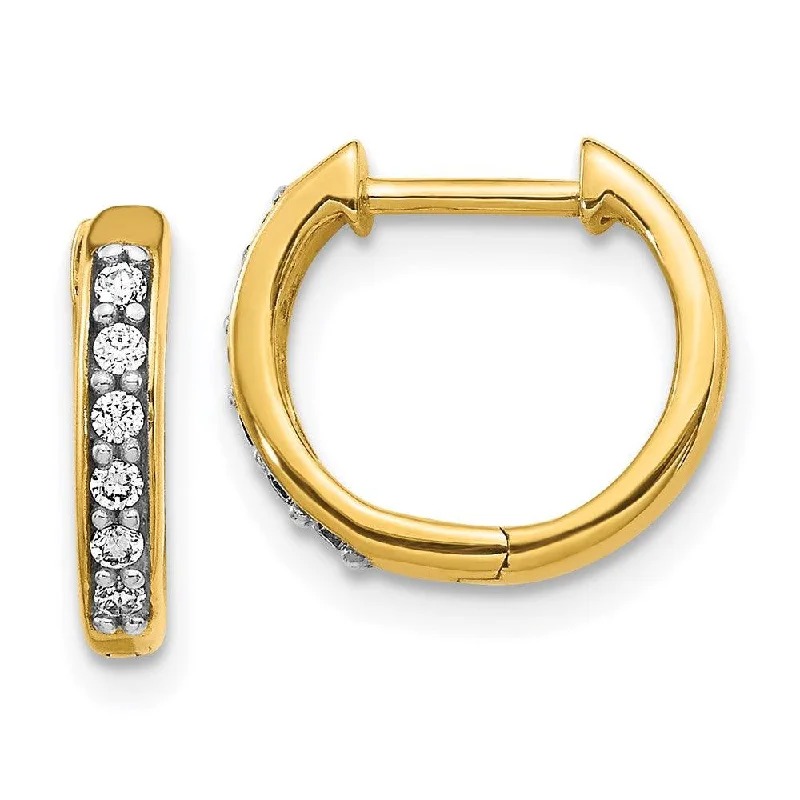 Women's Christmas earrings-14k Yellow Gold Diamond Hoop Earrings