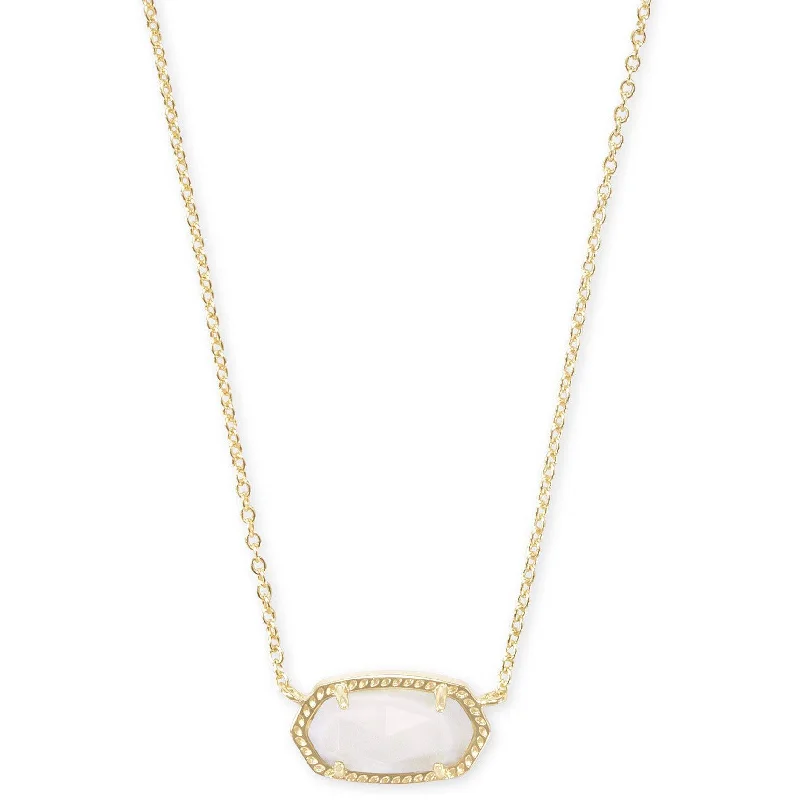 Women's silver necklaces-Kendra Scott - Elisa Gold Pendant Necklace - White Mother-of-Pearl