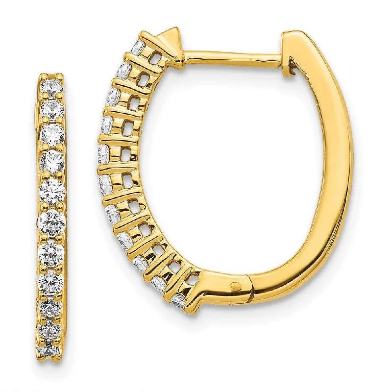 Women's luxury brand earrings-14k Diamond Hinged Hoop Earrings