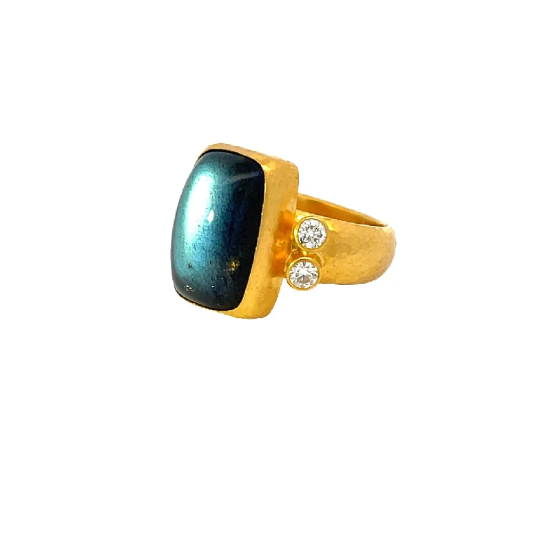 Women's jade rings-Labradorite Cabachon Ring