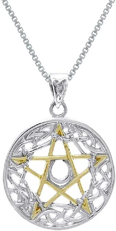 Women's formal necklaces-Jewelry Trends Celtic Pentacle Pentagram Goddess Sterling Silver Pendant Necklace 18"