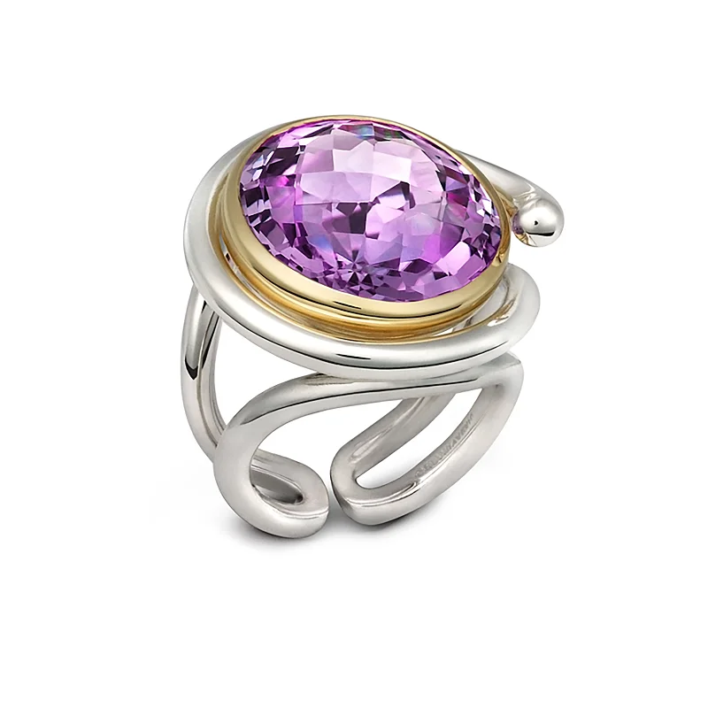 Women's graduation rings-Twizzle Amethyst and Sterling Silver Ring