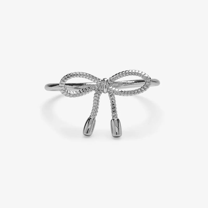 Women's alloy rings-PuraVida Bow Ring, Silver