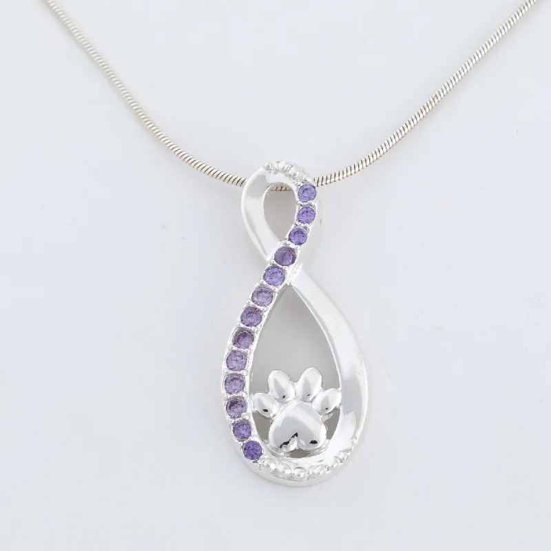 Women's titanium necklaces-Infinity Love for Paws Sterling & Crystal Necklace