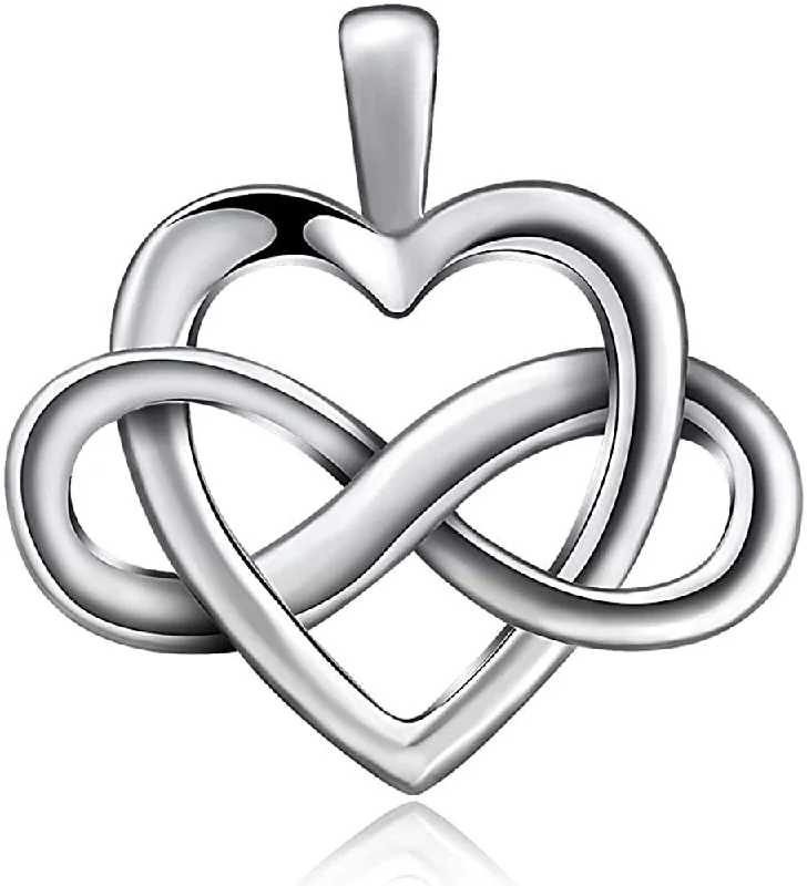 Women's friendship necklaces-Jewelry Trends Heart Eternal Love Infinity Knot Sterling Silver Pendant Necklace 18"