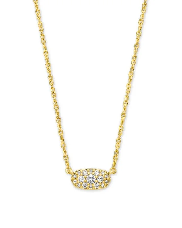 Women's platinum necklaces-Kendra Scott - Grayson Gold Pendant Necklace - White Crystal