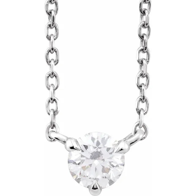 Women's Buddha necklaces-14K White Gold Floating 1/5 CTW Natural Diamond Solitaire 16-18" Necklace