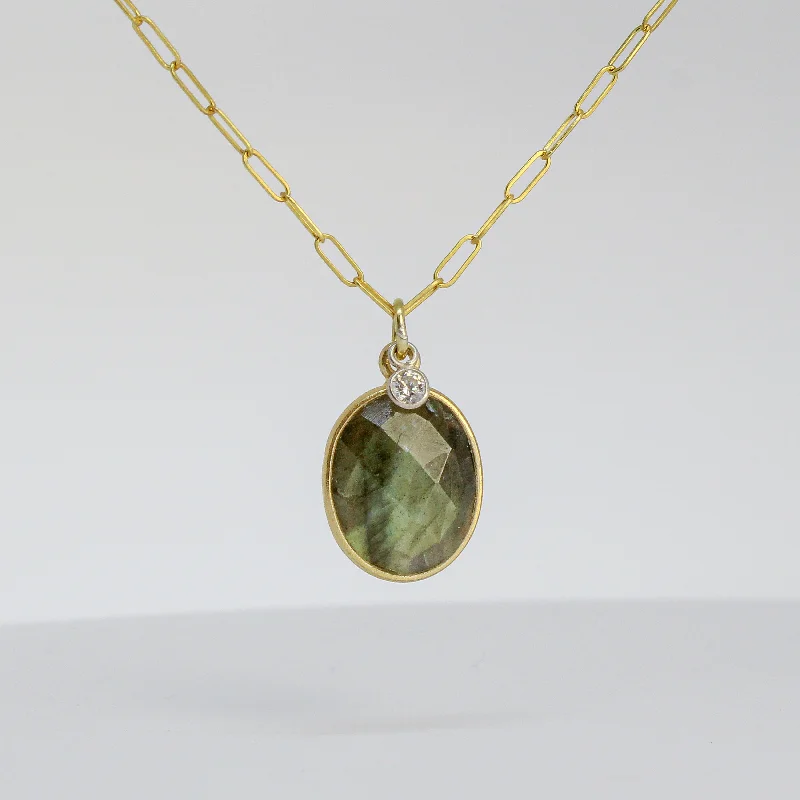 Women's sterling silver necklaces-NEW! Bezeled Labradorite Pendant in 18k Gold Vermeil by Sarah Richardson