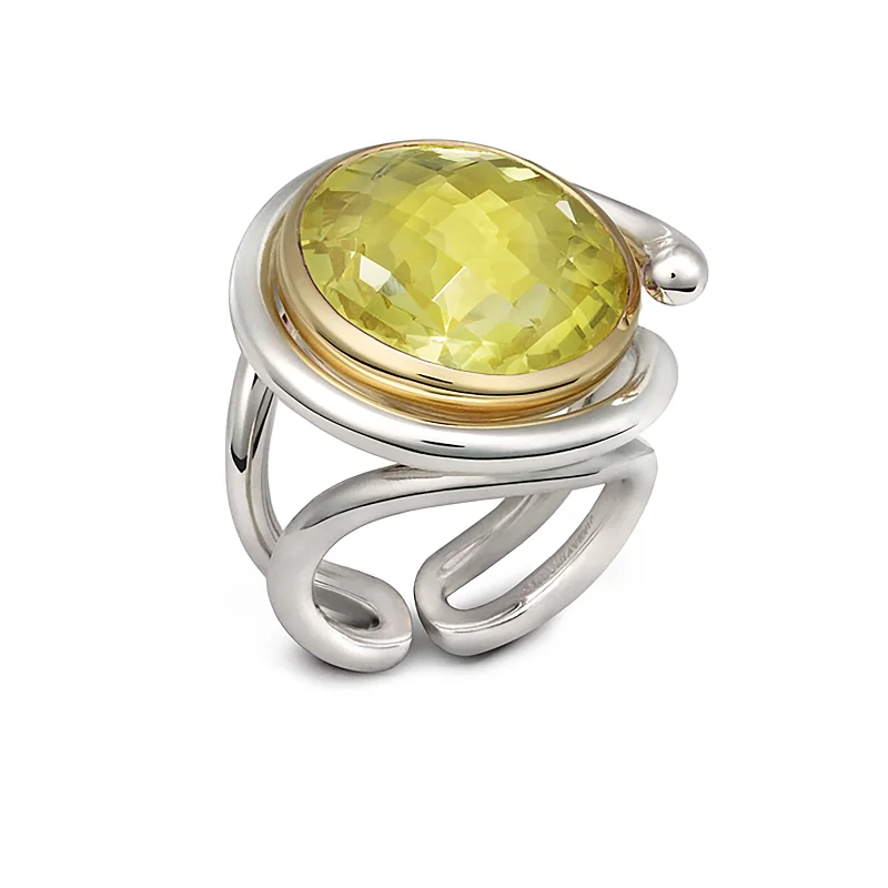 Women's religious rings-Twizzle Lemon Quartz and Sterling Silver Ring