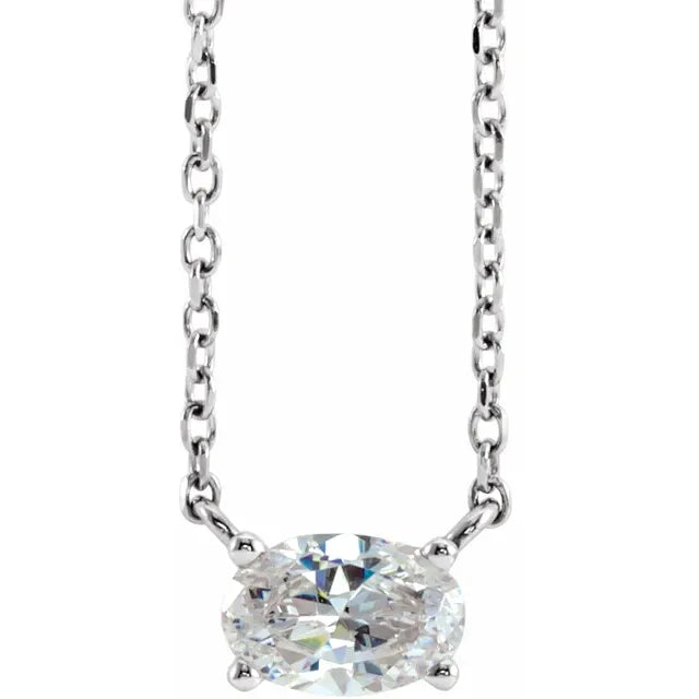 Women's gemstone necklaces-14K White 3/8 CT Natural Diamond Solitaire, comes with Adjustable 16-18" Necklace